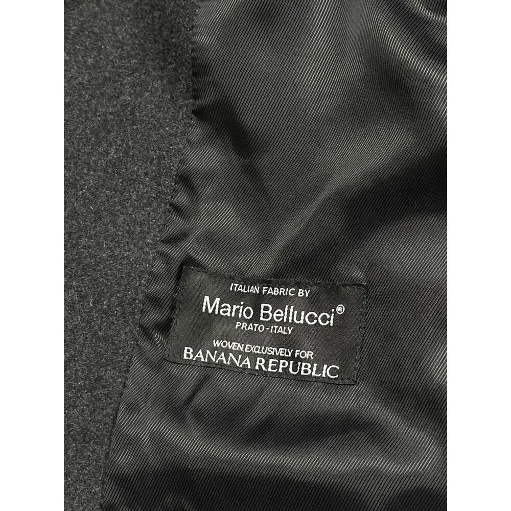 Banana Republic Mario Bellucci Overcoat Mens Large Tall Gray Wool Italian